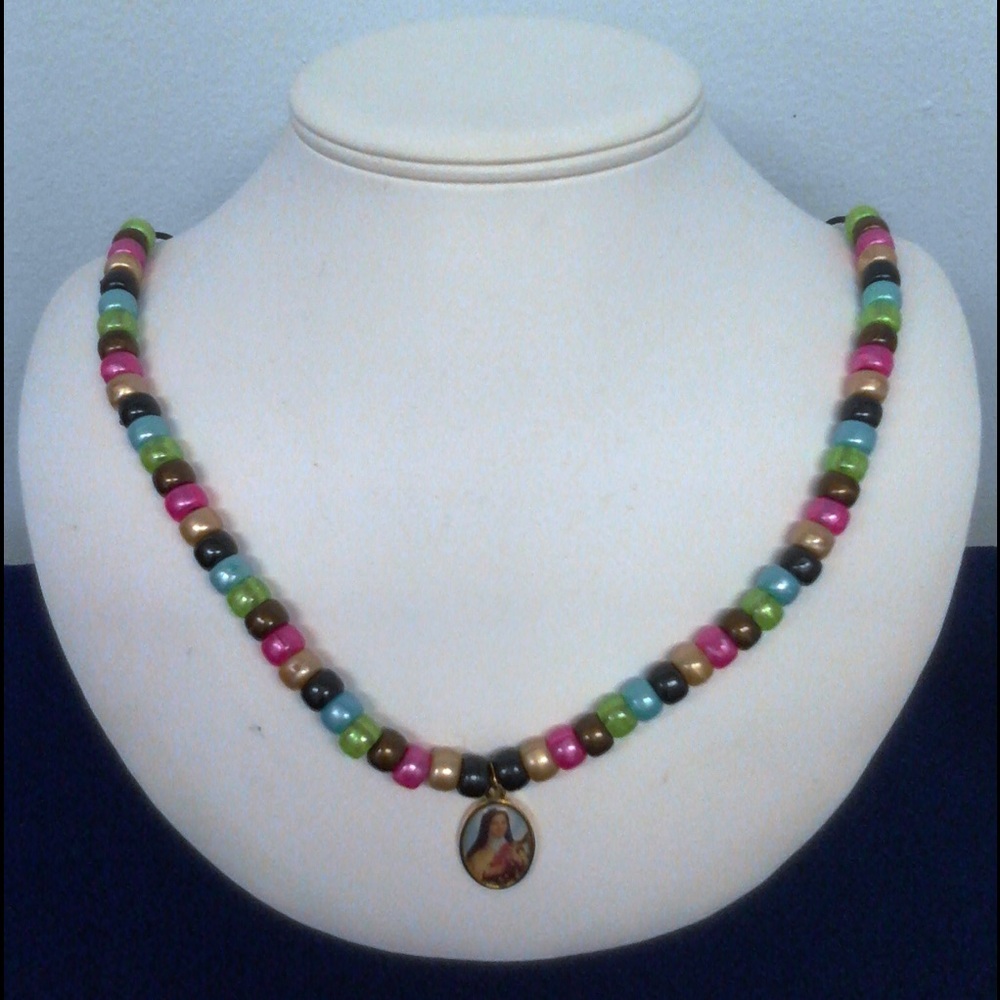 Little Flower Bead Necklace + FREE Prayer Card